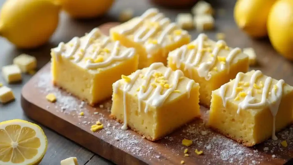 Lemon brownies with white chocolate